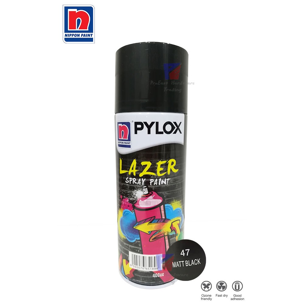 NIPPON PYLOX LAZER SPRAY PAINT 47 MATT BLACK 400cc